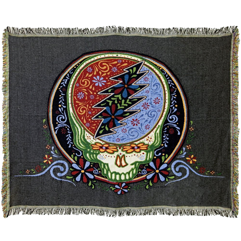 Grateful Dead Calaveras Steal Your Face Woven Cotton Blanket