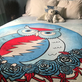 Grateful Dead Owl Coral Fleece Blanket | Little Hippie