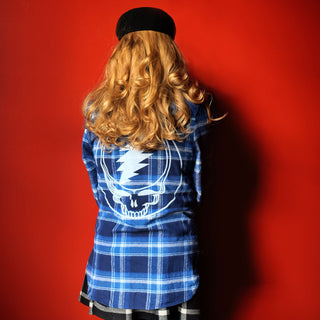 Grateful Dead Steal Your Face Women's Flannel on model showing back design