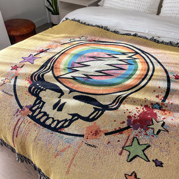 Grateful Dead Rainbow Bears Woven Cotton Blanket