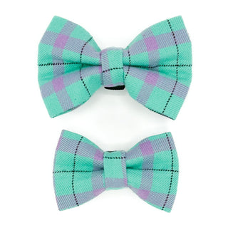 Turquoise Flannel Dog Bow Tie