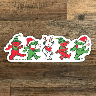 Grateful Dead Jingle Bears Sticker Red & Green