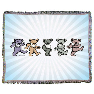 Pastel Bears Sunburst Woven Cotton Blanket