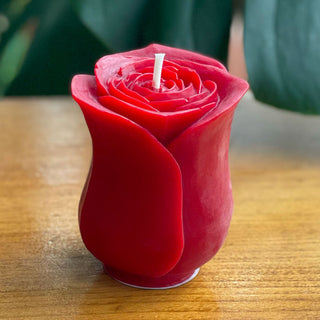 Petite Red Beeswax Rose Candle
