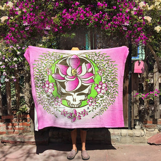 Grateful Dead Pink Sugar Magnolia Stealie Coral Fleece Blanket | Little Hippie
