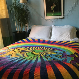 Grateful Dead Rainbow Bears Coral Fleece Blanket | Little Hippie