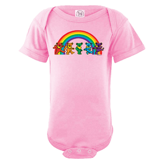 Grateful Dead Rainbow Bears Baby Short Sleeve One Piece | Little Hippie