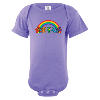 Grateful Dead Rainbow Bears Baby Short Sleeve One Piece | Little Hippie