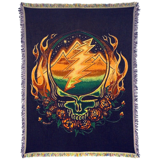 Grateful Dead Scarlet Fire Stealie Woven Cotton Blanket | Little Hippie