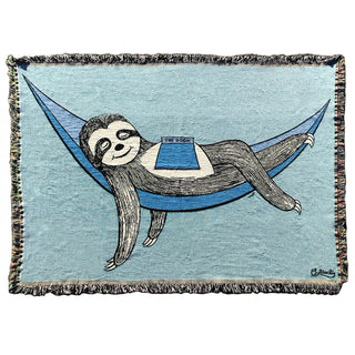 Sloth in a Hammock Woven Cotton Blanket | Little Hippie
