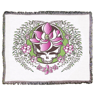 Grateful Dead White Sugar Magnolia Stealie Woven Cotton Blanket | Little Hippie