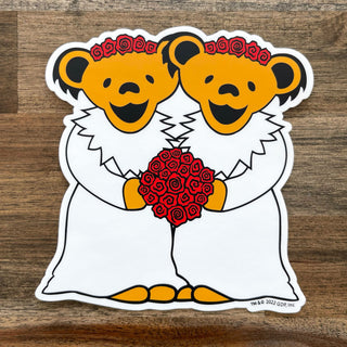 Grateful Dead Wedding Bears Two Brides Sticker