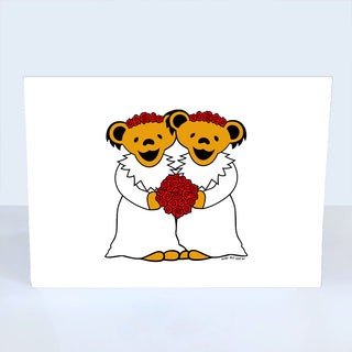Grateful Dead Wedding Bears Two Brides Greeting Card