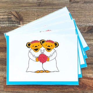 Grateful Dead Wedding Bears Two Brides Greeting Card