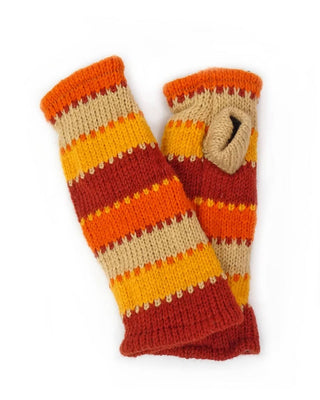 Fingerless Wool Gloves Wide Stripes