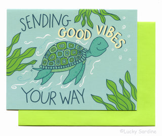 Good Vibes Sea Turtle Greeting Card