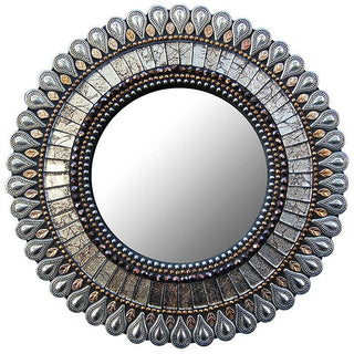 Glass mosaic mirror from Zetamari's Sparkling Jewel mirror line. Signed by the artist, Angie Heinrich.