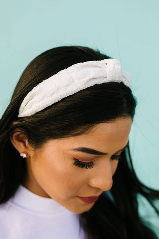 Crushed Cotton White Headband