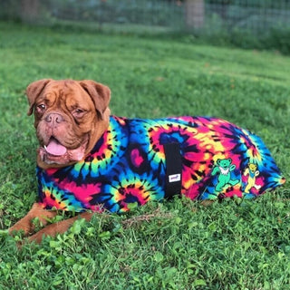 Grateful Dead Dancing Bear Hippie Tie Dye Fleece Dog Coat
