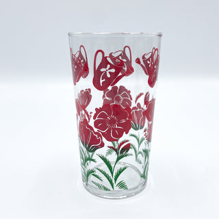 Vintage 1960's Mid-Century Glassware Red Poppies Set of 6