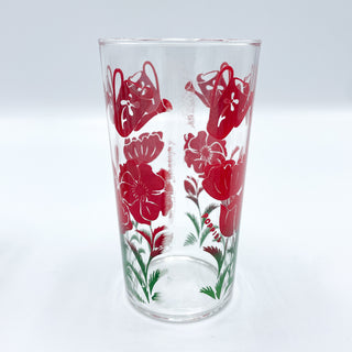 Vintage 1960's Mid-Century Glassware Red Poppies Set of 6