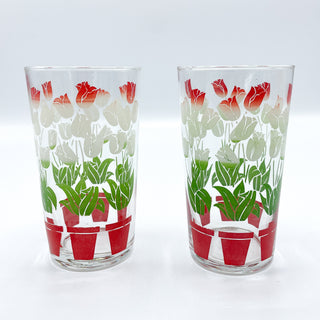 Vintage 1960's Mid-Century Glassware Gradient Flowers