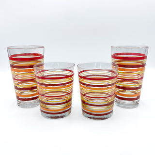 Vintage 1970s/1980s Glassware Fiesta Orange Stripes Glasses Set of 4