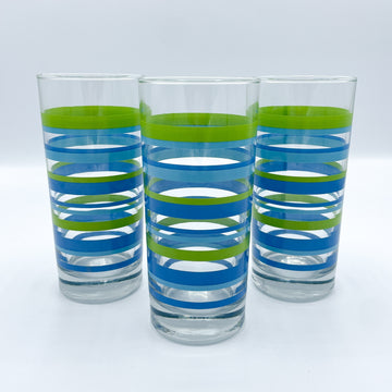 Storied Home Multicolor Striped Glass Tumbler Drinking Glass (Set