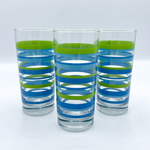Blue Green Shot Glasses, Small Juice Glasses, Vintage Goblets