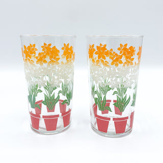 Vintage 1960's Mid-Century Glassware Gradient Flowers